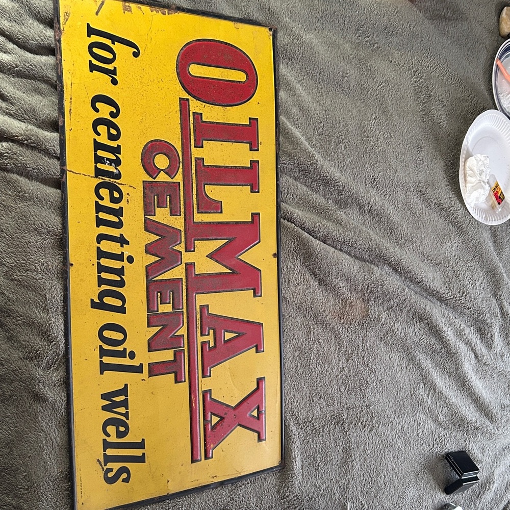 OILMAX Cement original oil, Max cement, Sign Style Metal Sign - Yellow & Red